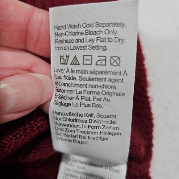 J Crew Womens Turtleneck Sweater Medium Burgendy Alpaca Merino Wool Side Slit - Picture 11 of 11